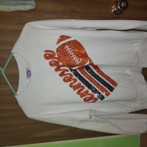 Sequin Football Graphic Sweatshirt - White